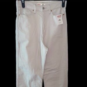 Levi Signature Heritage High Rise Loose Straight Cream Beige Denim Stretch Jeans
